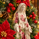 Imaculado Coração de Maria com Florais Vermelhos 40cm - Santo Floral®