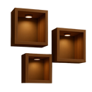 Kit 3 Nichos Marrom com Iluminação (Imagens até 20cm)® – Lar com Fé