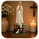 Imagem Nossa Senhora de Fátima com os Três Pastorinhos 20cm em Resina®