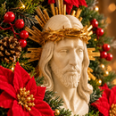 Santa Face de Jesus com Florais Vermelhos 40cm - Santo Floral®