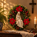Nossa Senhora com Rosário e Florais Vermelhos 40cm - Santo Floral®