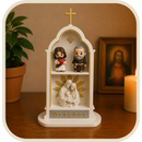 Mini Oratório Sagrada Família, Jesus e Padre Pio 25cm®