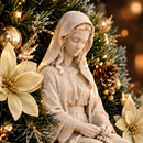 Nossa Senhora com Rosário e Florais Dourados 30cm - Santo Floral®