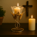 Suporte de Vela Flor Dourada - Chamas da Alma®