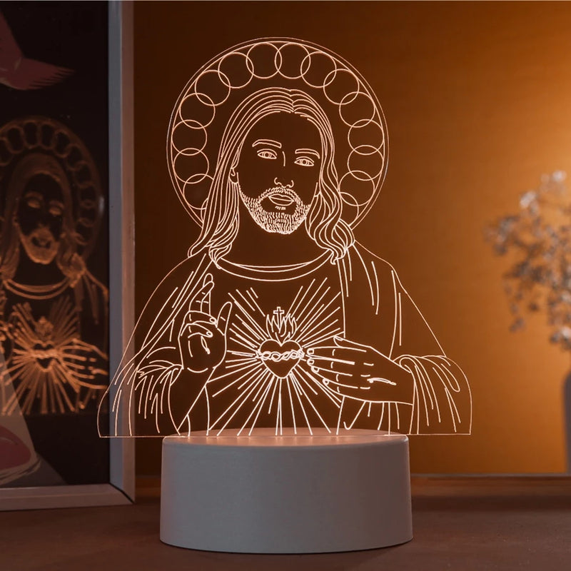 Luminária Abajur Sagrado Coração de Jesus - Fé que Ilumina®