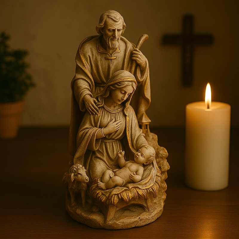 Presépio Sagrada Família Marmorizado 26cm®