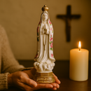 Imagem Nossa Senhora de Fátima Floral Rosa 19cm - Decoração com Fé®
