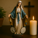 Imagem Nossa Senhora Das Graças Perolada com Medalhas 20cm - Decoração com Fé®