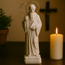 Imagem São Bento de Mármore 30cm (Coroa Folheada de Ouro) - Decoração com Fé®