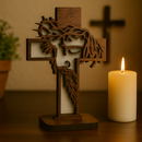 Crucifixo Rosto de Cristo em Madeira 20cm®