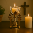 Suporte de Vela Flores Douradas de N.S.A - Chamas da Alma®