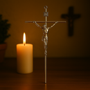 Crucifixo de Parede Prateado 21cm®
