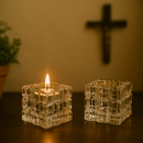 Kit 2 Suportes de Velas Feitos em Vidro - Chamas da Alma®