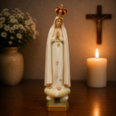 Imagem Nossa Senhora de Fátima com Coroa Folheada e Terço 43cm em Resina®