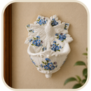 Porta Água Benta Espírito Santo Floral Azul em Resina®