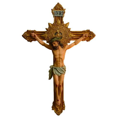 Crucifixo de Parede Clássico Dourado 19cm®