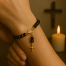 Terço de Pulso São Bento Cristal  - Folheado ®