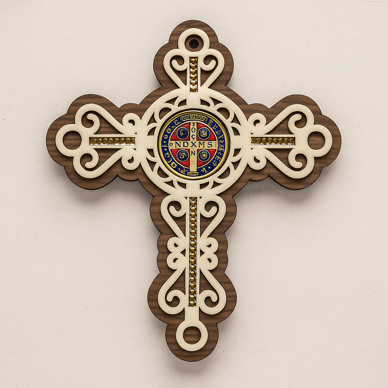 Crucifixo de Parede Medalha São Bento 25cm®