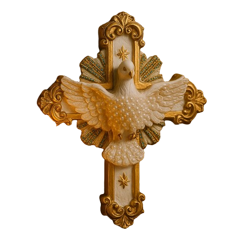 Imagem Divino Espírito Santo em Cruz 22cm - Decoração com Fé®