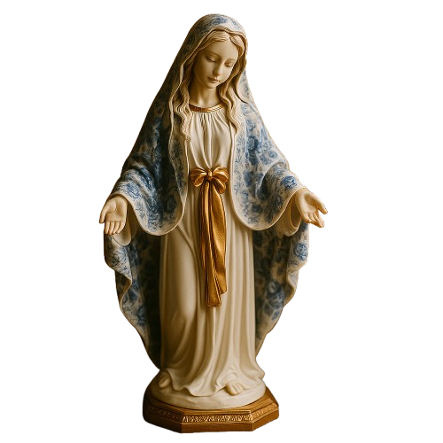 Imagem Nossa Senhora das Graças Floral Azul 40cm - Decoração com Fé®