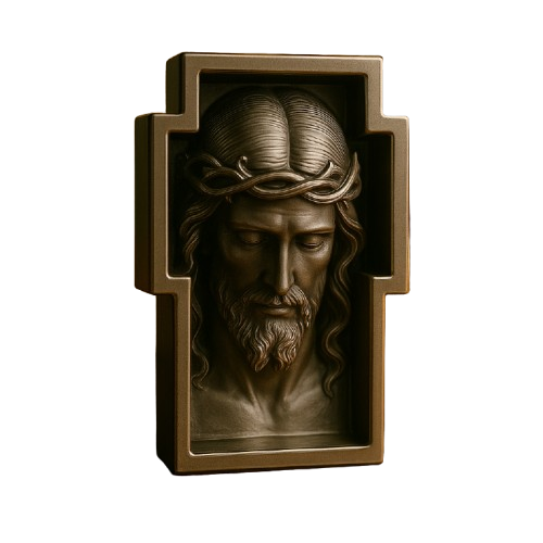 Adorno de Mesa Rosto de Cristo Prata - Proteção no Lar®