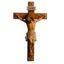 Crucifixo de Parede Madeira e Detalhes Dourados 22cm®