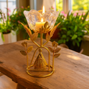 Suporte de Vela Flores Douradas de N.S.A - Chamas da Alma®