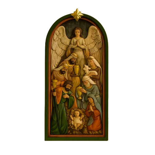 Quadro Presépio Sagrado Alto Relevo 40cm®