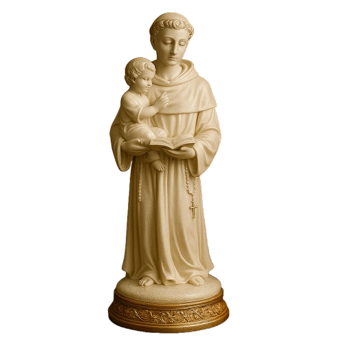 Imagem Santo Antônio Branco e Dourado 20cm - Decoração com Fé®