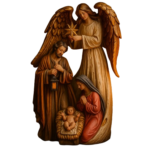 Presépio Sagrada Família e Anjo 30cm®