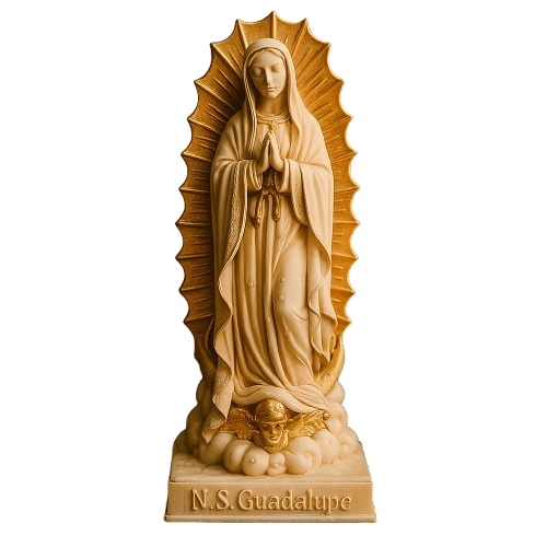 Imagem Nossa Senhora de Guadalupe Perolado e Dourado 20cm - Decoração com Fé®