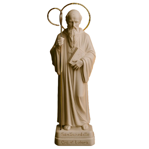 Imagem São Bento de Mármore 30cm (Coroa Folheada de Ouro) - Decoração com Fé®