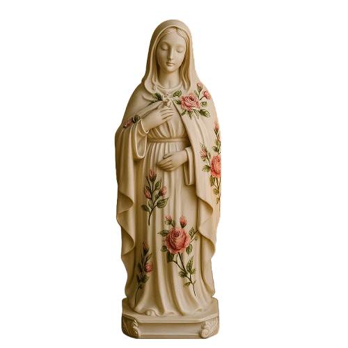 Imagem Nossa Senhora Grávida Floral Rosa 20cm - Decoração com Fé®