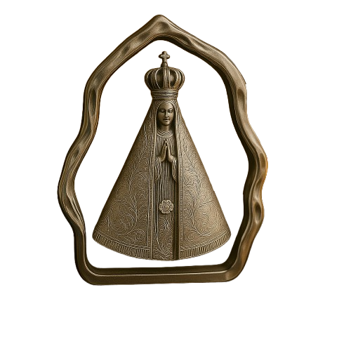 Adorno de Mesa Nossa Senhora Aparecida em Metal e Vidro - Proteção no Lar®