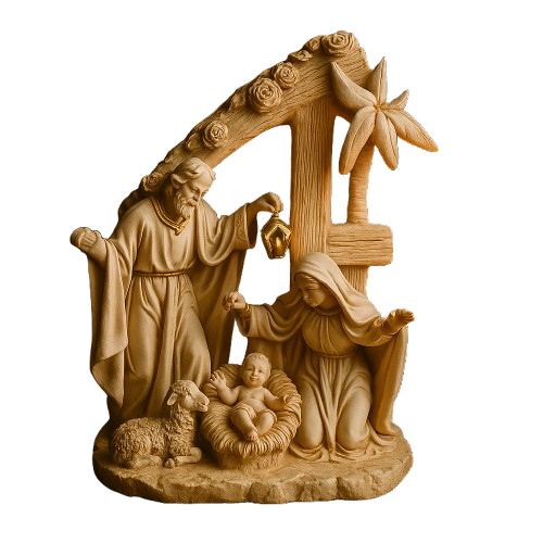 Presépio Cabana Sagrada Família Marmorizada 15cm®