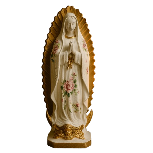 Imagem Nossa Senhora de Guadalupe Floral Rosa 20cm - Decoração com Fé®