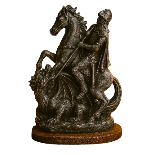 Imagem São Jorge Prateado 15cm - Decoração com Fé®
