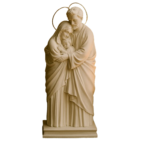 Imagem Sagrada Família de Mármore 27cm (Coroa Folheada de Ouro) - Decoração com Fé®