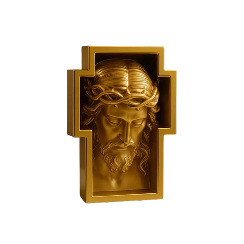 Adorno de Mesa Rosto de Cristo Dourado - Proteção no Lar®