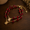 Pulseira Escapulário N.S.A Vermelha Folheada Ouro 18K®