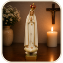 Imagem Nossa Senhora de Fátima com Coroa Folheada e Terço 43cm em Resina®