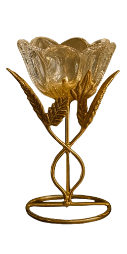 Suporte de Vela Flor Dourada - Chamas da Alma®