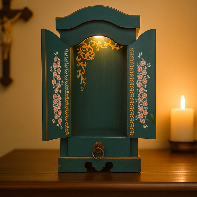 Oratório Jardim da Luz - Azul Barroco  - Imagens de até 30 cm®