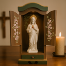 Oratório Carmelita com Gaveta - Marrom e Verde  - Imagens de até 20cm®