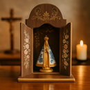 Oratório Santa Samantha - Marrom Tratado  - Imagens de até 22cm®