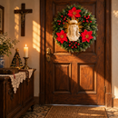 Santa Face de Jesus com Florais Vermelhos 40cm - Santo Floral®