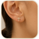 Par de Brincos Cruz com Zircônias Banhado a Ouro 18K®