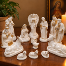 Presépio Completo 15 Peças Branco Perolado e Dourado®