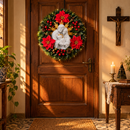 Sagrada Família Resplendor com Florais Vermelhos 40cm - Santo Floral®
