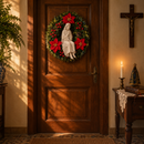 Jesus em Oração com Florais Vermelhos 40cm - Santo Floral®